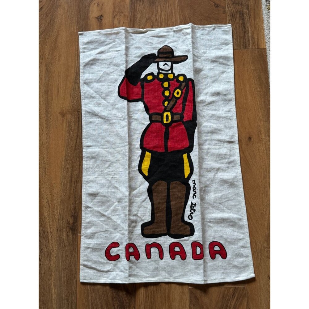 Vintage Magenta Canada Mountie Linen Tea Towel With Bold  Marc Tetro